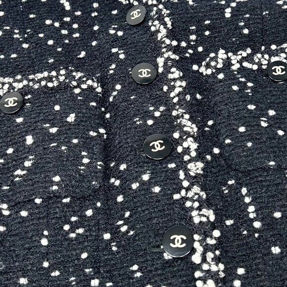 CHANEL Vintage 95A CC Logo Tweed Jacket Blazer #40 Black Wool Long [105651] - Picture 11 of 12